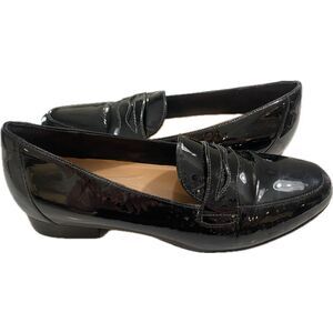 Unstructured by Clarks UN Blush Go Women's Loafers Black Patent Leather US 10 EU